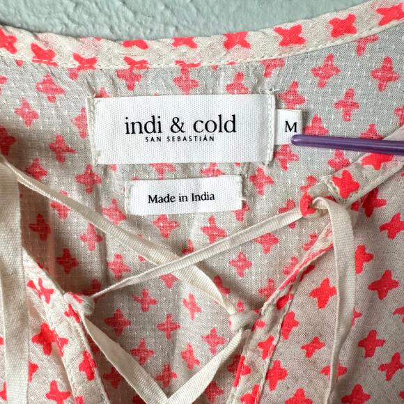 Indi & Cold San Sebastian Neon Print Long Sleeve Peasant Boho Top - Picture 9 of 11